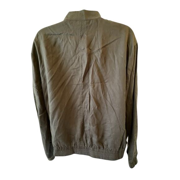 A. Moss size Large embroidered floral Black bomber jacket lyocell EUC - Picture 3 of 11